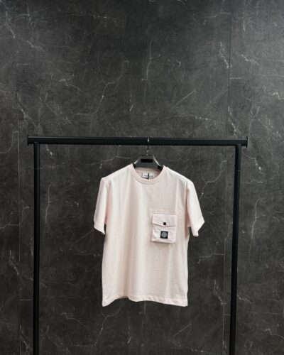 Stone Island T-shirt Licht roze met borstzak
